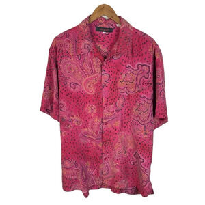 BF1272 Vintage Mens Bergati Paisley Print 100% SILK Retro Button Down Shirt XL